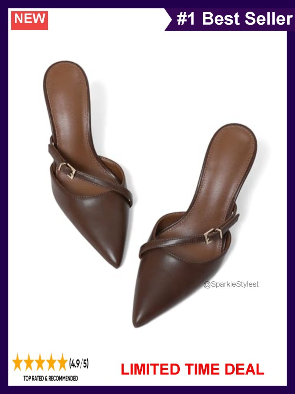 Kitten Heel Mules Pointed Toe PU Leather Slingback Dress Pumps